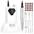 Rechargeable Nail Drill with Base - 35000RPM Portable Electric Nail File for Gel Acrylic Nail Art - White