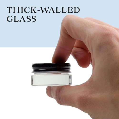 Glass Lip Balm Jars Set of 24 - 7ml Clear Containers with Black Lids