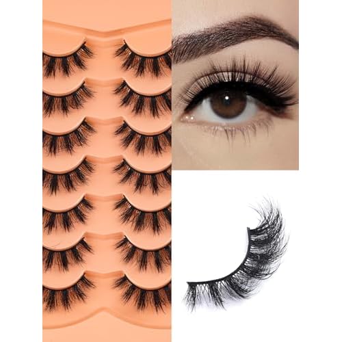 fluffy Cat Eye Lashes Mink Eyelashes Wispy 16MM 8D Volume False Eyelashes For Adult 7 Pairs Black