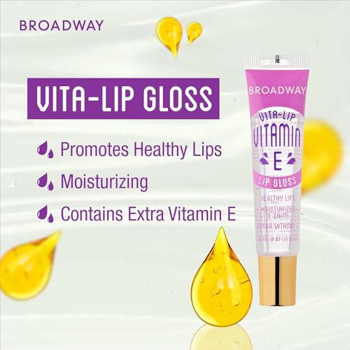 Ruby Kisses Broadway Vita-Lip Clear Lip Gloss (48 Pack), Ultra-Hydrating & Soothing Formula with Vitamins, High-Shine Non-Sticky Finish Lip Balm with Mint, Rosehip, Coconut, Mango, Argan, Honey, Shea