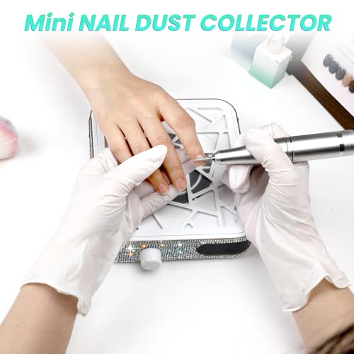 Mini Rechargeable Nail Dust Collector with White Finish - Powerful Suction & Portable Design