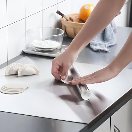 Extra Large Stainless Steel Cutting Board 31.5" x 19.7" with Counter Lip for Kitchen