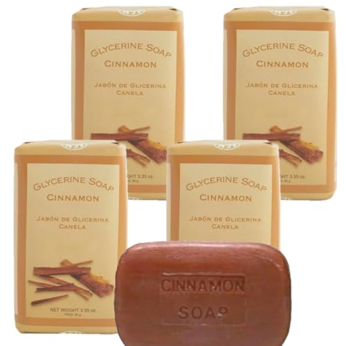 Lanman & Kemp Cinnamon Soap Bar 3.35 Oz - Jabon De Glicerina Canela (Pack of 4)