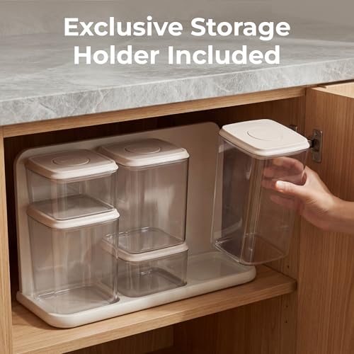 SMIRLY Glass Airtight Food Storage Containers with Pop Lids - White, 8-Piece Set