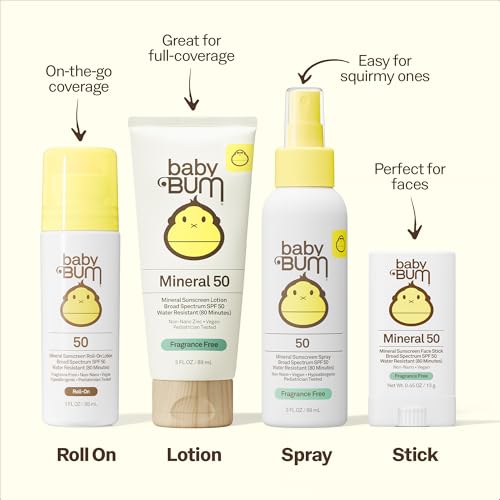 Sun Bum Baby SPF 50 Mineral Sunscreen Spray - Travel Size 6 Fl Oz - Sensitive Skin & Face & Body Protection, Fragrance-Free, 2 Pack