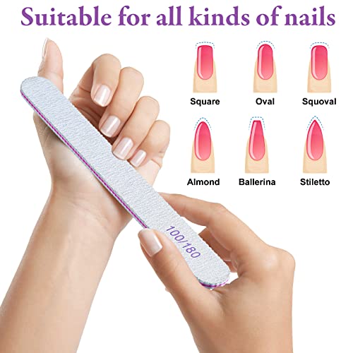 100/180 Grit Nail Files Bulk 200 Pcs Emery Boards for Acrylic Nails - Double Sided