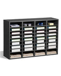 Dark Grey VEVOR 36-Compartment Wooden Literature Organizer with Adjustable Shelves