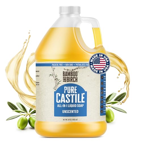 Unscented Castile Liquid Soap 64 oz - Natural, Multi-Purpose, Vegan & Palm Oil Free
