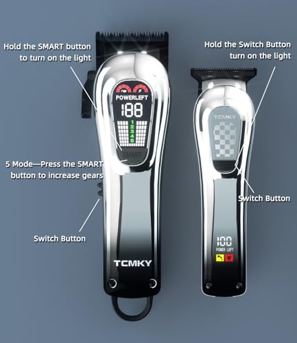 Silver Cordless Hair Clippers & Trimmer Set for Men, Professional Grooming Kit