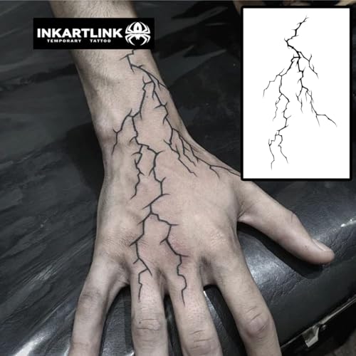 INKARTLINK Semi Permanent Tattoos,Halloween Temporary Tattoo, Party Tattoos, Realistic, Waterproof, Cruelty-free, Non-reflective (Lightning)