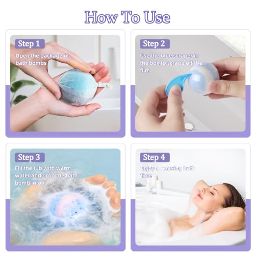Bath Bombs Set for Women - 50 Natural Fizzy Bath Salts with 10 Scents