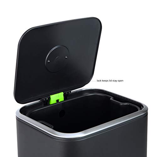 Rectangular Metal Trash Can with Soft-Close Pedal 32L Black