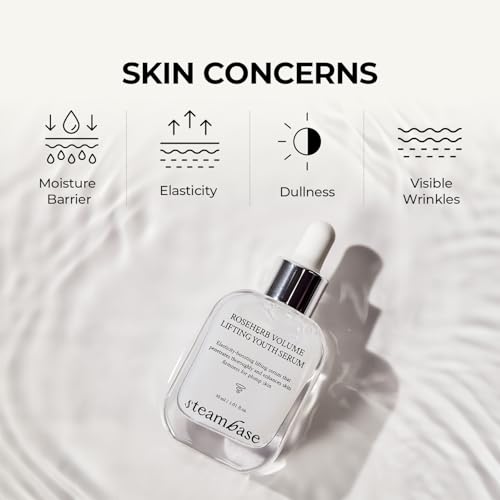 STEAMBASE Roseherb Volume Lifting Youth Serum, 1.01 fl oz - Hydrating Peptides & Rose Herb Serum for Face, Plump, Glowy Skin | Korean Skin Care, Travel Size