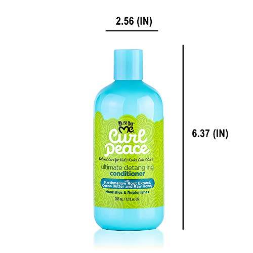 Just For Me Curl Peace Ultimate Detangling Conditioner - Nourishes & Replenishes, Contains Marshmallow Root Extract, Cocoa Butter & Raw Honey, Sulfate Free, No Animal Testing, 12 oz