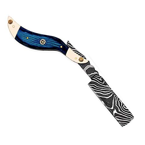 Hand Made Damascus Steel Straight Razor Folding Razor With Shaving Ready Classic Barber Blade Edge, Men Straight Razor, Leather Case + Strop, Close Shave, Great Gift R-87