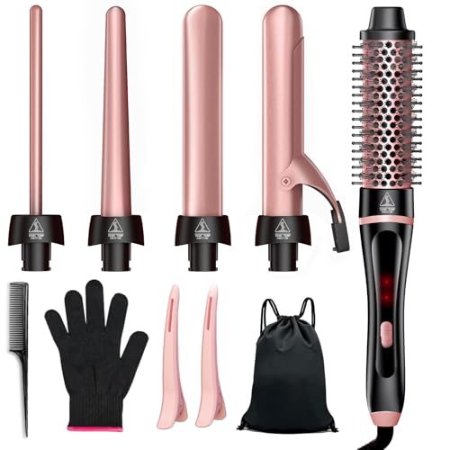 YGOVVK 5-in-1 Curling Iron Set with Interchangeable Ceramic Barrels Travel Hair Styler