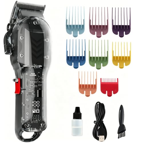 Cordless Professional Hair Clippers for Men with LED Display and 8 Fade Combs