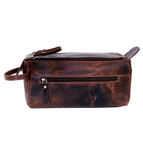 Leather Travel Dopp Kit Toiletry Bag Men Shaving Women and Mens Case Bags Organizer Bathroom Shaving kit