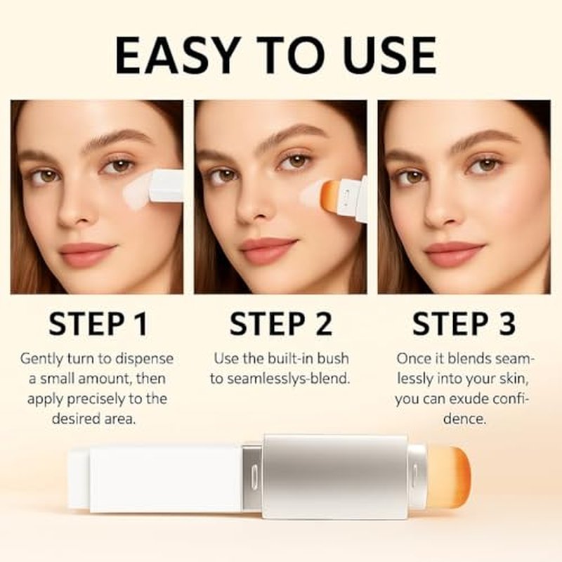 Blanc Cover Cream Stick ? Korean Color Changing Foundation Stick with Volufiline & Collagen ? Concealer Foundation Sticks for Dewy Skin? Makeup Foundations Sticks with Detachable Brushes (Natural)