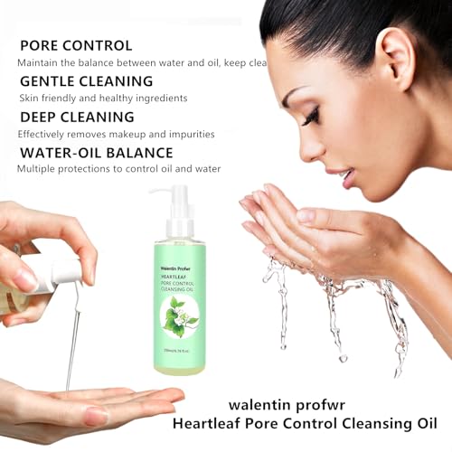 Cleansing Oil for Face, Makeup Blackhead Remover Oils, Gentle Heartleaf Deep Pore Control Cleansing Oil with Blackhead Brush, 6.76FL OZ, Face Skin Cleanser