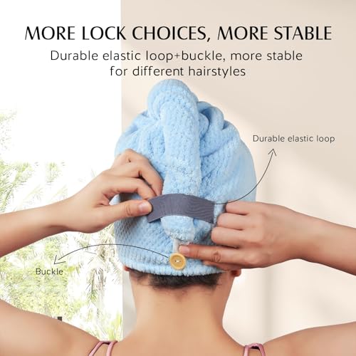 YFONG 3 Pack Microfiber Hair Towels for Long Hair - 400 GSM Thick & Absorbent, Includes Grey, Pink, Blue