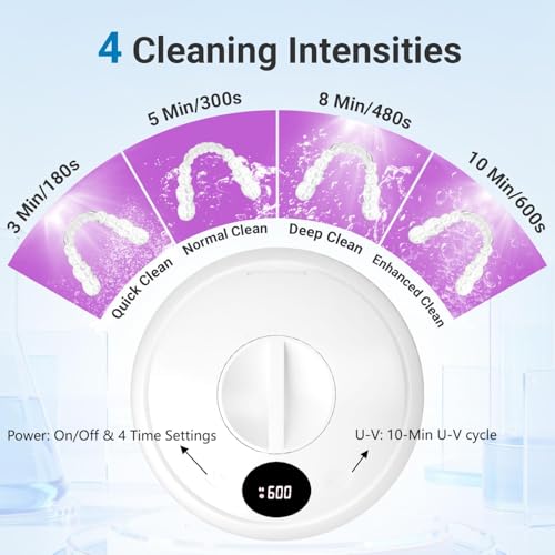 White Ultrasonic Retainer & Denture Cleaner 45kHz Digital Timer 200ML Stainless Steel