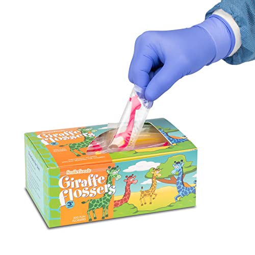 Practicon SmileGoods Giraffe Flossers Box of 200 - Individually Wrapped Dental Floss Picks