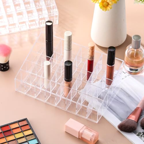 4 Pieces Lipstick Organizer Set - 40 Slot Clear Acrylic Lip Gloss Holders - Vanity Storage