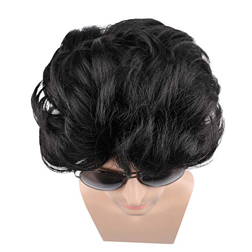 Black Mullet Wig for Men - 80s Punk RockStyle Synthetic Cosplay Wig