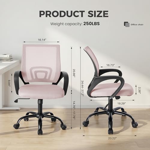 Pink Ergonomic Office Chair with Lumbar Support - 2 Pack