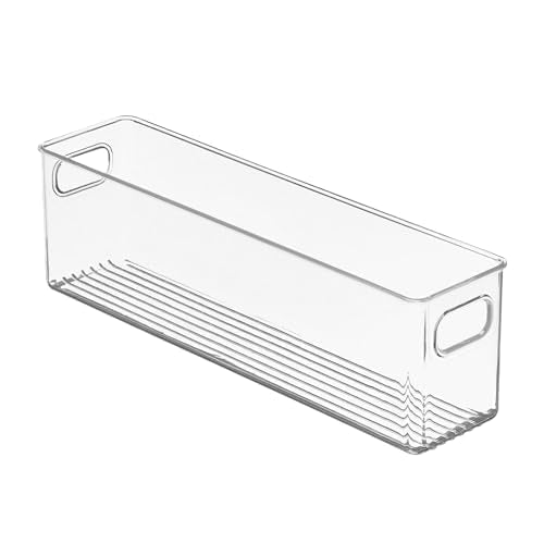 mDesign Plastic Kitchen Organizer Bin 16 x 3.75 x 5 Inches - Clear 8 Pack for Pantry & Cabinet Storage