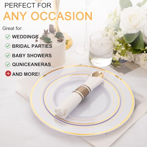 200 Pack Disposable Gold Silverware Set - Heavy Duty Cutlery for Weddings & Events - Variation: Gold