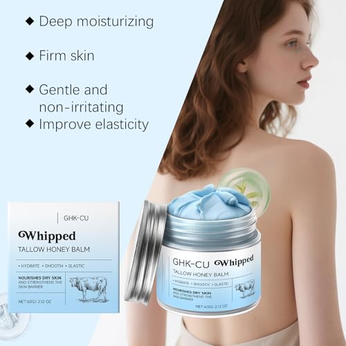 GHK-Cu Copper Peptide Balm ? Blue Tallow Cream with Manuka Honey & Vitamin E for Mature & Dry Skin