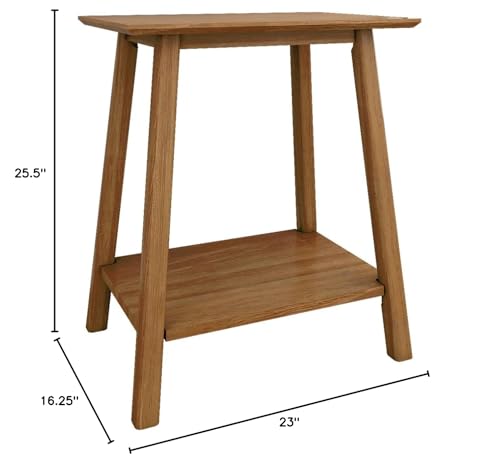 16.25-Inch Pecan Mid-Century Modern Side Table with Shelf - Plank+Beam