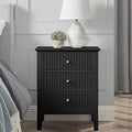 Black Fluted Nightstand 19 Inch with 3 Drawers - Small Living Room Storage - Variation of THIS Listing