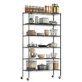PayLessHere 6-Tier Wire Shelving Unit with Wheels - 45x18x82 Black Heavy Duty Storage Racks