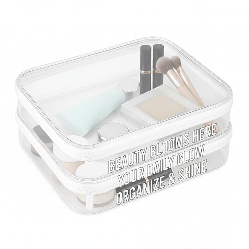 Clear Hard Shell Zipper Case, PET Travel Organizer Box, Transparent Storage Case for Cosmetics Toiletries, Toy Container for Home, Office, Stationery,2L+1M+1S