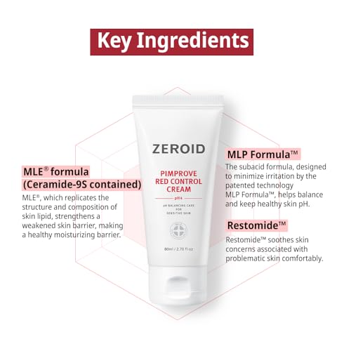 ZEROID Pimprove Red Control Cream - pH Balancing Moisturizer for Sensitive Skin