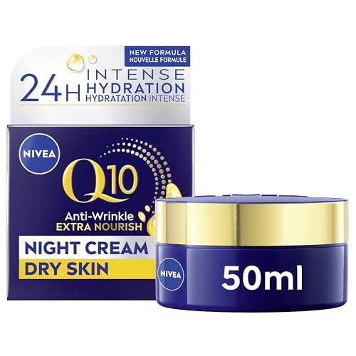 NIVEA Q10 Night Cream with Coenzyme Q10 & Organic Argan Oil - Deep Hydrating Facial Moisturizer, 50ml