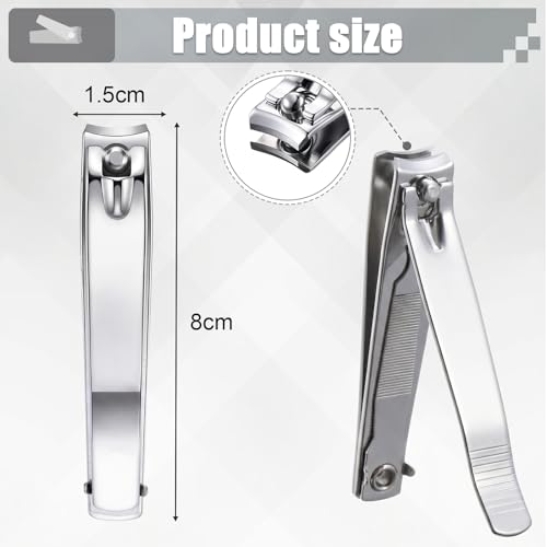 Large Silver Black Nail Clippers Set 24 Pcs with File | Travel & Manicure Tool