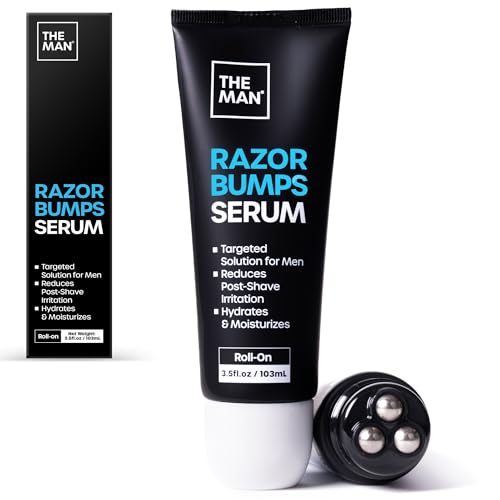 Vanibiss Men's Razor Bumps Serum - Ingrown Hair & Post-Shave Skin Care, Metal Roll-On, 3.5 fl oz