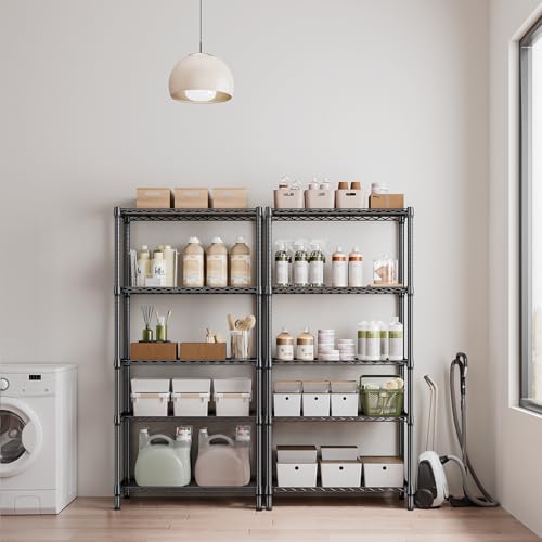 M MZG 5-Tier Metal Storage Shelves Black 15.7''D x 33.5''W x 68.5''H Heavy Duty Garage Kitchen Closet Organizer