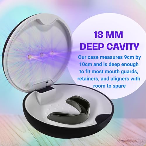UV Sanitizer Retainer Case Black - Rechargeable Mouth Guard & Dental Braces Storage