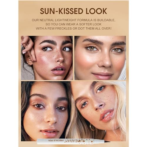 Freckle Pen Waterproof 2 Colors,Natural Lifelike Faux Face Freckle Makeup Pen,Magic Freckle Color,Waterproof Longlasting Soft Small Sopt Pen,For Natural Effortless Sunkissed Skin Makeup(2packs)