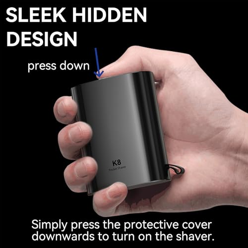 Mini Electric Shaver for Men, Portable Magnetic Dual-Head Rotary Pocket Electric Razor for Face, IPX7 Waterproof Wet & Dry, USB-C Rechargeable for Home, Car, Travel, K8,Black