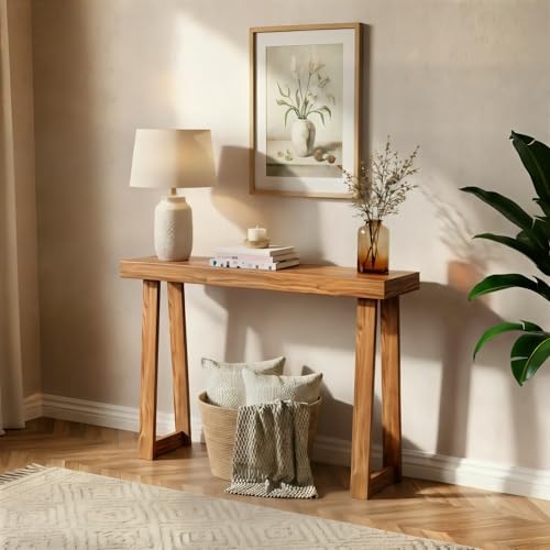36 Inch Pecan Wood Console Table - Classic Hallway & Entryway Furniture