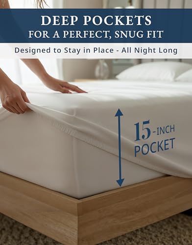 Lane Linen White Twin XL 1000TC Egyptian Cotton Sheets & Pillowcase Set