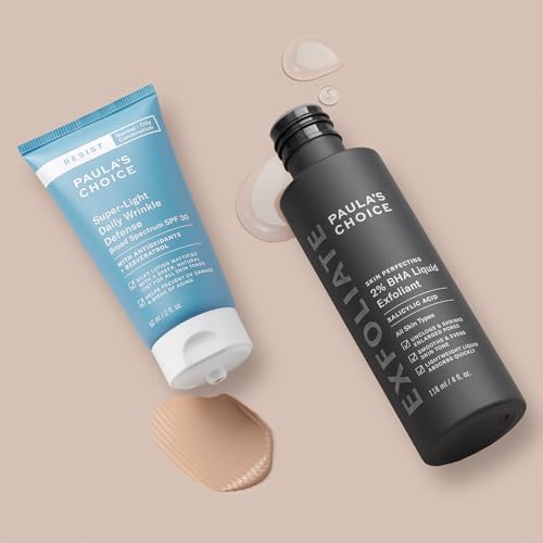 Paula's Choice 2% BHA Liquid Exfoliant & RESIST Super-Light Daily Wrinkle Defense SPF 30, Salicylic Acid for Enlarged Pores & Blackheads and Tinted Mineral Broad-Spectrum Sunscreen, Set of 2