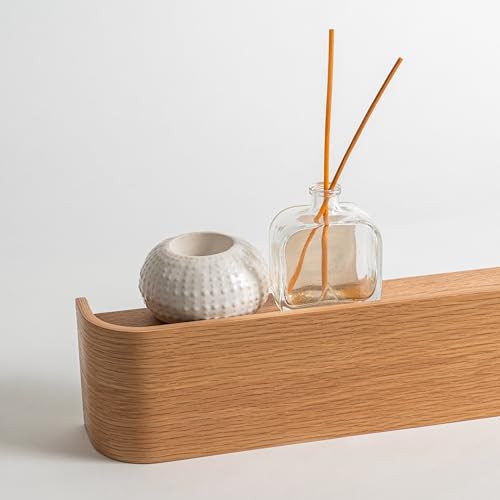 Wall-Mounted Coat Rack with 8 Hooks and Hidden Wall Hooks - Oak Finish