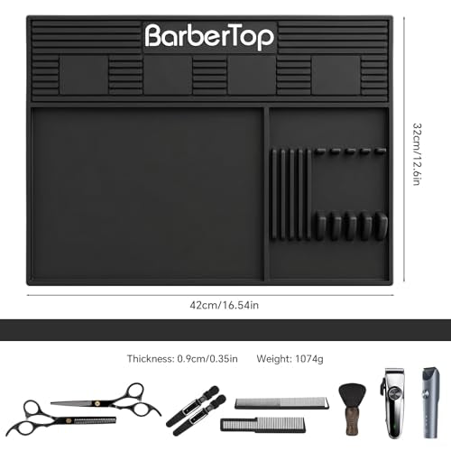 16.5 x 12.6 Inch Magnetic Barber Mat with Anti-Slip Silicone Surface for Tools and Accessories